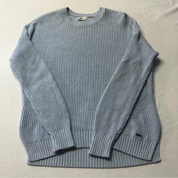 Hollister Light Blue Knit Crewneck Pullover Sweater Loose Fit Size Small - Picture 3 of 9